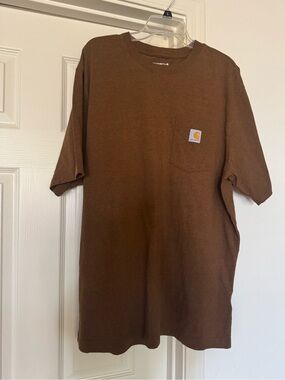 Carhartt K87 Tee Mens XL Brown Single Pocket Heavy Weight Loose Fit T Shirt
